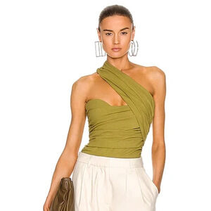 Atoir Never Really Over Bodysuit Womens 8 Moss Ruched Stretch One Shoulder